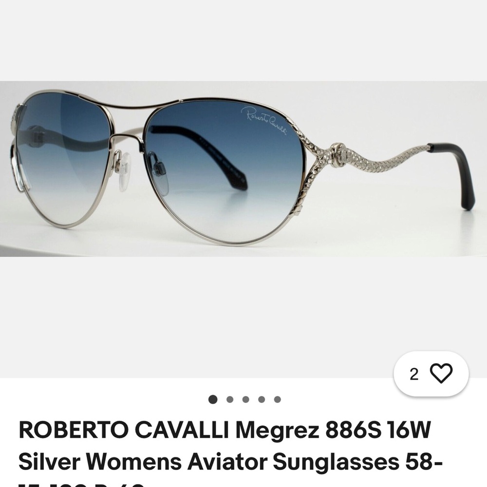 Roberto Cavalli Silver and Blue Aviator Sunglasses